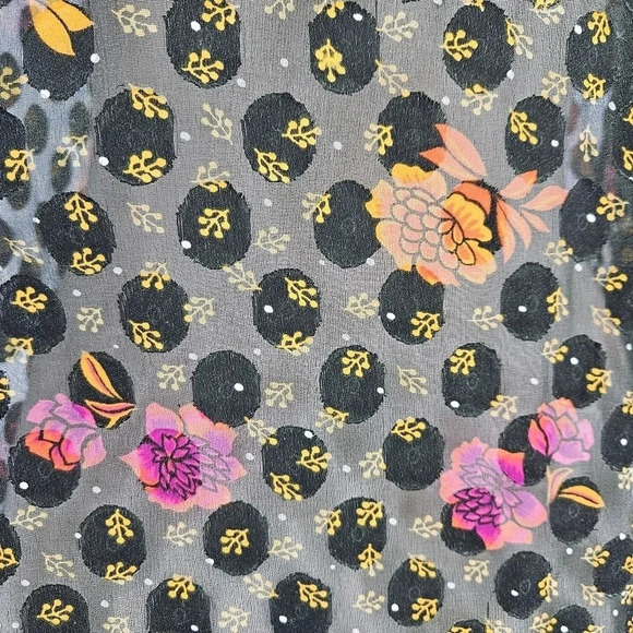 Ann Taylor LOFT Shirt Sheer Polka Dot Floral Long Sleeve Button Collared Top - Picture 2 of 7